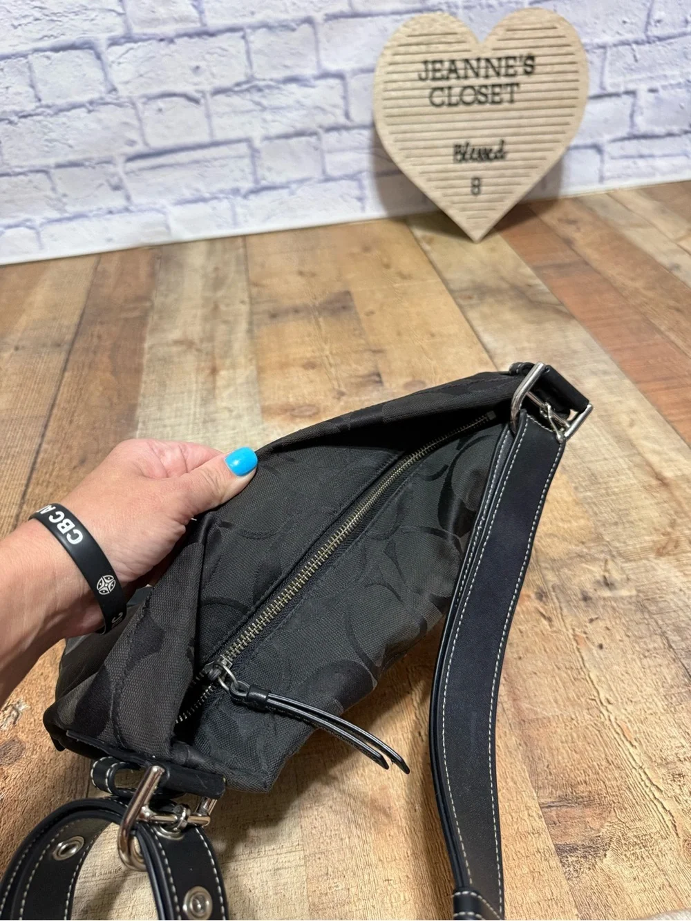 COACH F15067 Signature Duffle Logo Crossbody Bag Top Zip Black